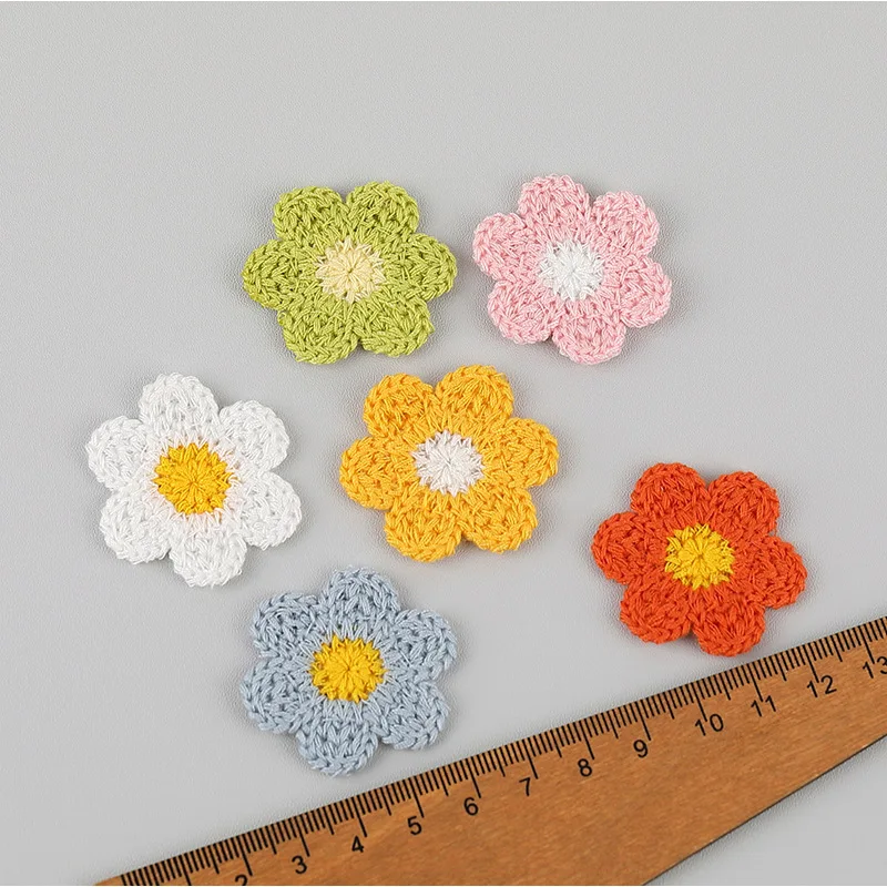 Floral Embroidered Knitted Patches - Decorative Fabric Stickers and Accessories (Set of 10)