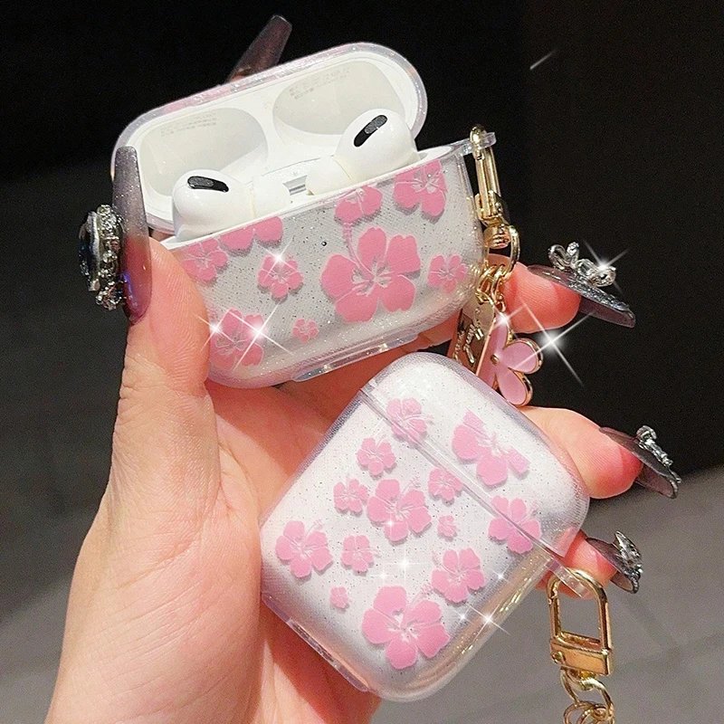 Clear Flower Earbuds Case for Airpods Pro and Apple Headphones