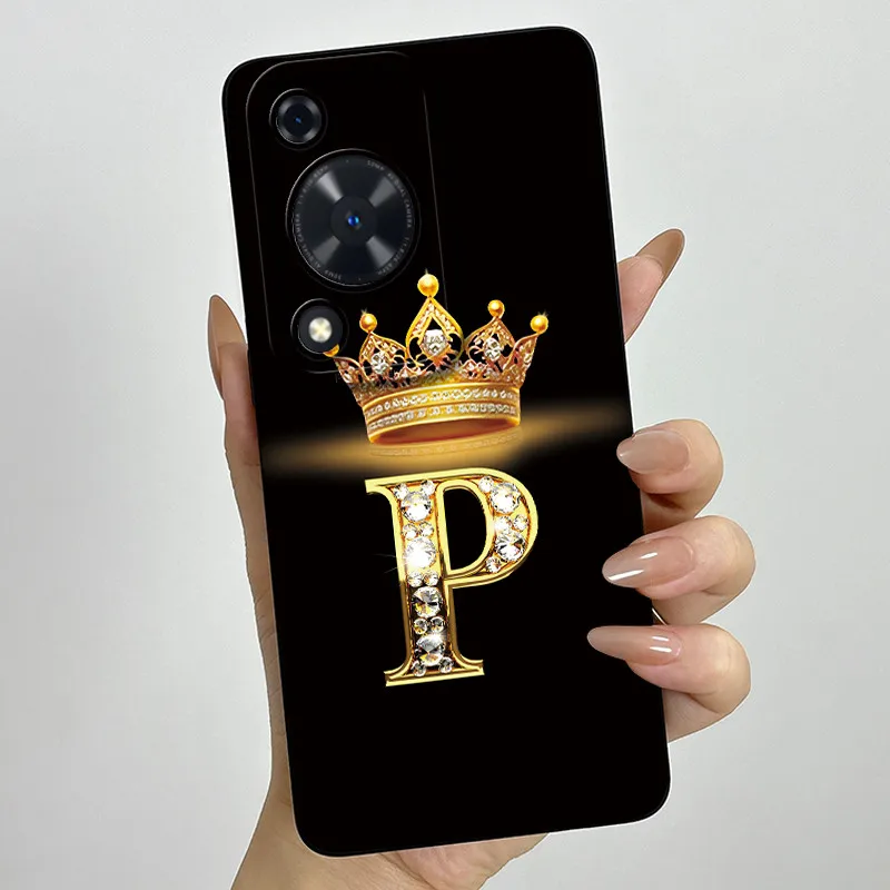 Crown Initial Letter Couple Phone Case - Soft Silicone TPU Lens Protective Casing