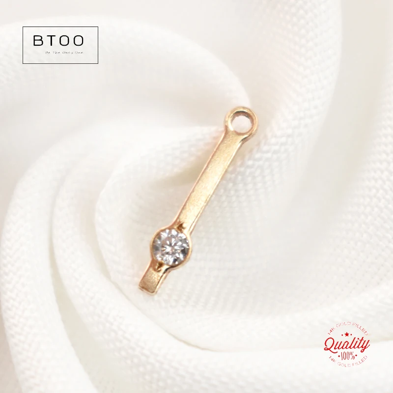Echter 14K Gold gefüllter Streifenform Charm Zirkon Verbinder Anhänger für Halskette DIY Schmuck anlaufgeschützte Schmuckzubehör