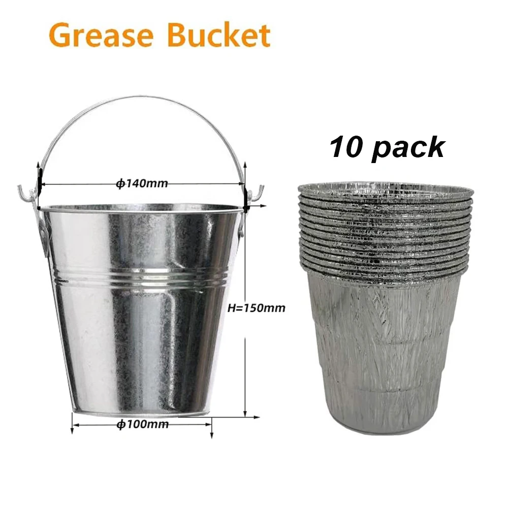 Drip Grease Bucket and 10-Pack Liners for Traeger 20/22/34 Series, Pit Boss etc Pellet Grill Smoker