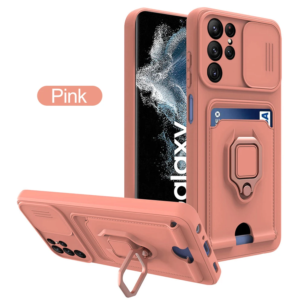 cute samsung phone case S22Ultra Ốp Lưng Trượt Camera Bảo Vệ Ốp Lưng Dành Cho Samsung Galaxy Samsung Galaxy S22 Cực Ví Khe Cắm Thẻ Bao Da S 22 S22 + Từ nhẫn Đứng Coque kawaii samsung phone cases Cases For Samsung