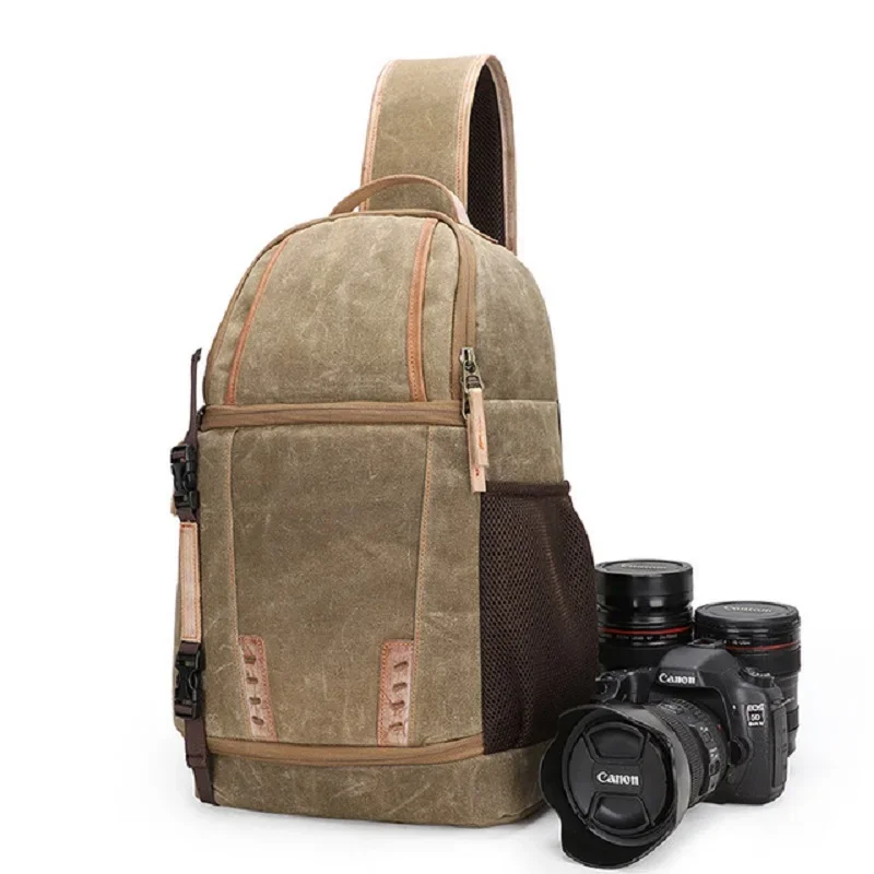 M320 New Luxury Camera Bag Oilskin Leather Single Waterproof Shoulder Bags Canvas Bag Inner Tank SLR Camera Messenger
