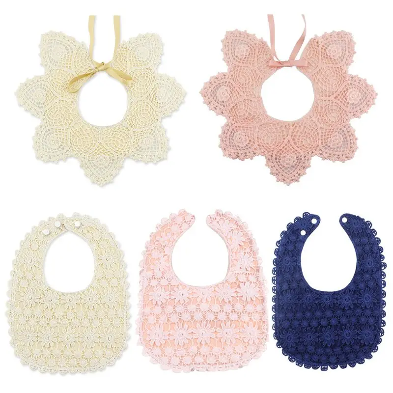 

127D Brand New Baby Bibs Girls Cotton Lace Bib Baby Feeding Washable Burp Cloths 0-3Year