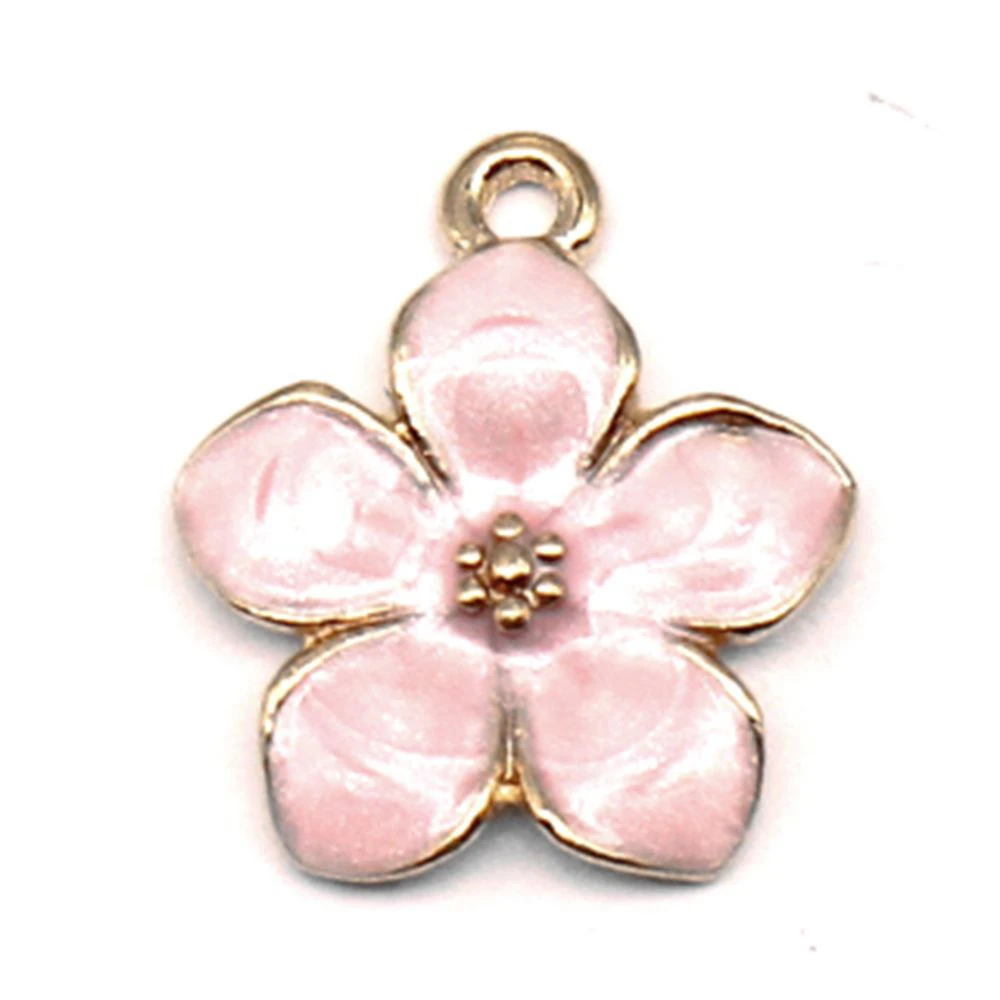 

5 шт., эмалевые подвески в виде цветов, 15 х17 мм