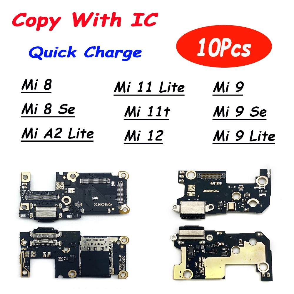 

10Pcs, Tested Usb Dock Connector Charger Port Flex For Xiaomi Mi 8 9 Se 9T 10 10T Mi11T 11 Lite 12T Mi A2 Lite Charging Board