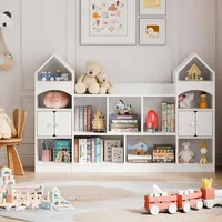 Castle Shape Children's Bookshelf, Kids Bookcase Display Case Kids Toy Storage Organizer Multifunctional Storage Cabinet 1