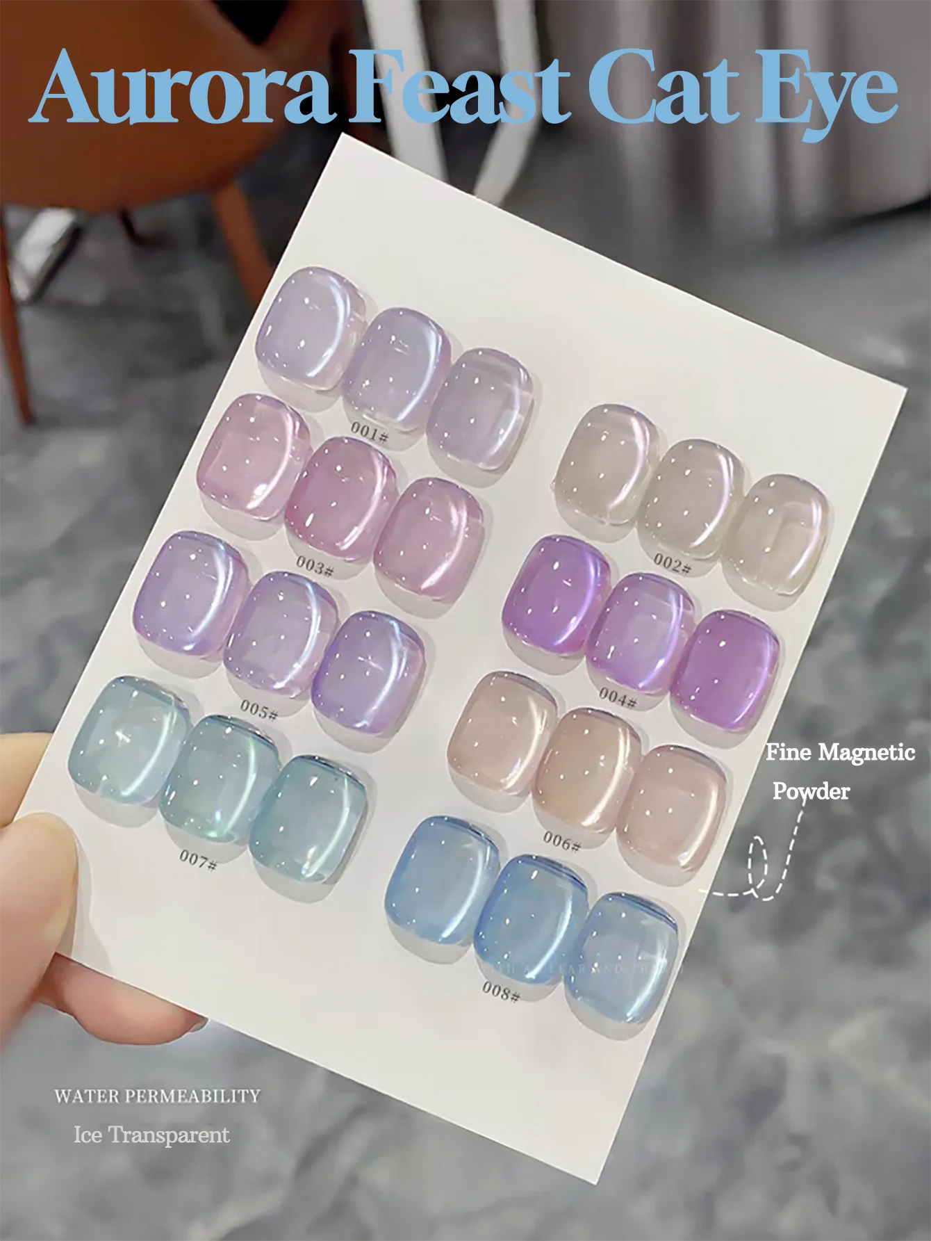 Set of 1-12 Ice Transparent Wine Glass Beads Cat Eye Gel Nail Polish – Sweet Spring/Summer Pink Collection