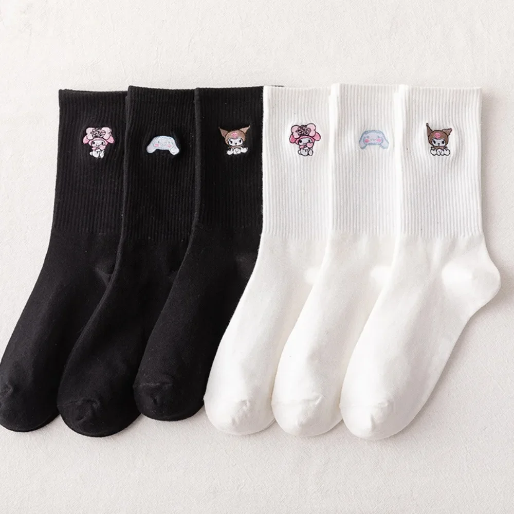 

Sanrio Socks Kawaii Hello Kitty Kuromi Cinnamoroll Cartoon Student Stockings Cute Melody Plush Socks Girl Cotton Home Warm Socks