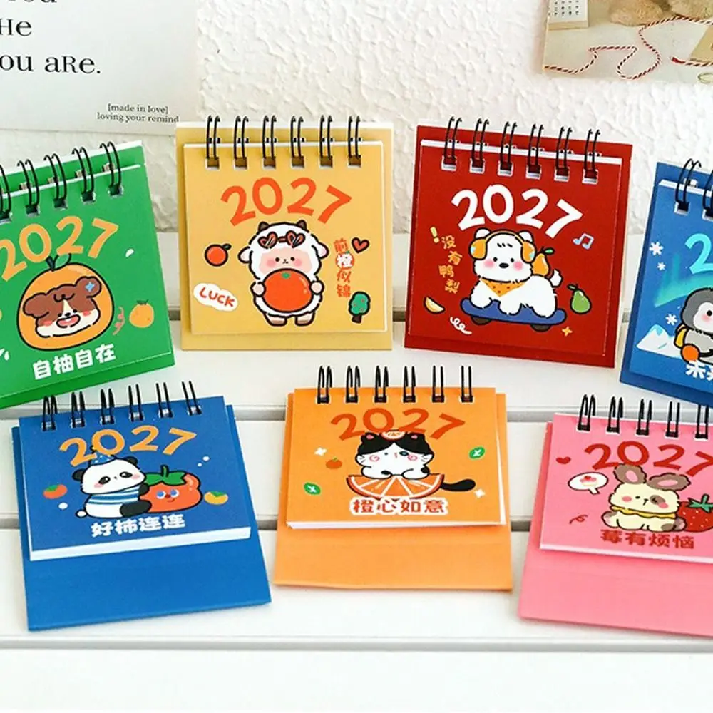 Calendario da Tavolo Creativo Mini 2027, Calendario a Spirale Doppia con Disegni Cartoon, Pianificatore Mensile per Casa e Ufficio - immagine 5