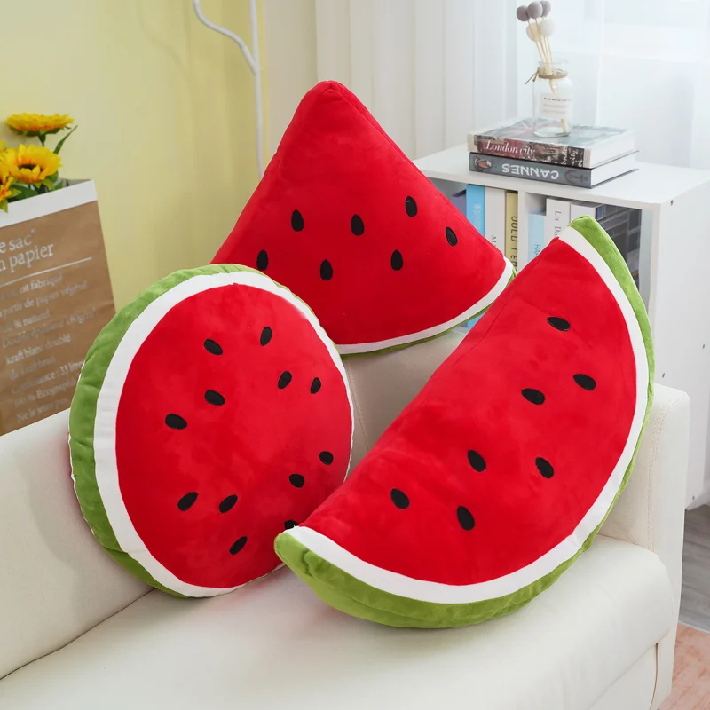 Simulation Watermelon Plush Fruit Pillow Soft Stuffed Lifelike Toy Round Cushion Stuffed Plants Plush Decor Kids Gift 6