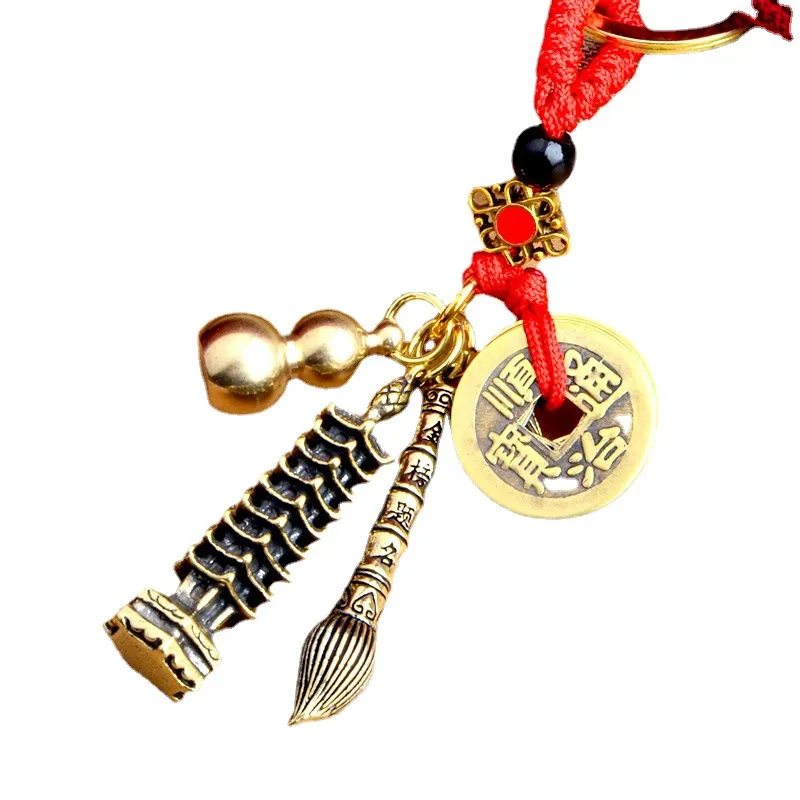 Beatifufu Mini Abacus Keychain - Chinese Style Wooden Feng Shui Charm For Keys Or Bag