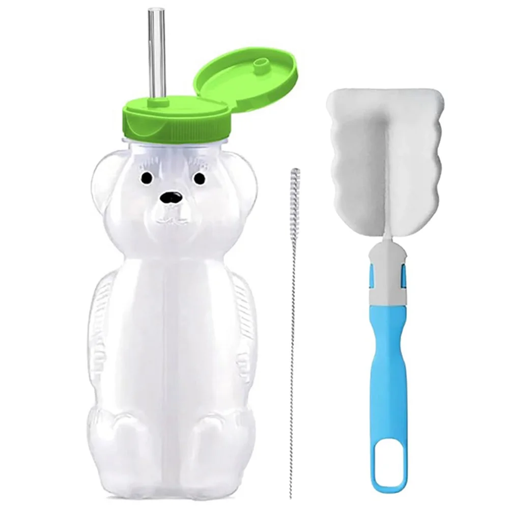 Honey Bear Straw Cups for Babies with Flexible Straws 8 OZ Sippy Bottles Food-Grade BPA Free