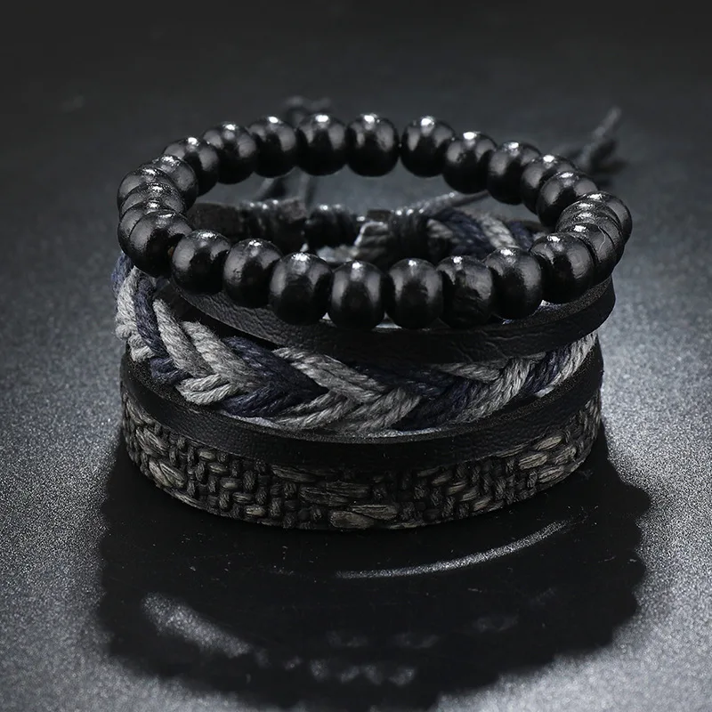 Bracciale uomo con sfere in acciaio e pietra lavica 8 mm