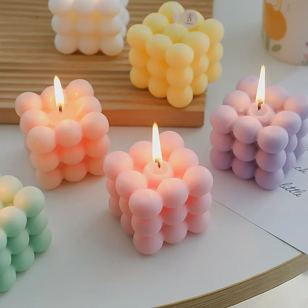 

Ins Home Decor Round Magic 3D Cube Stock Aromatherapy Soy Wax Fragrance Scented Candles