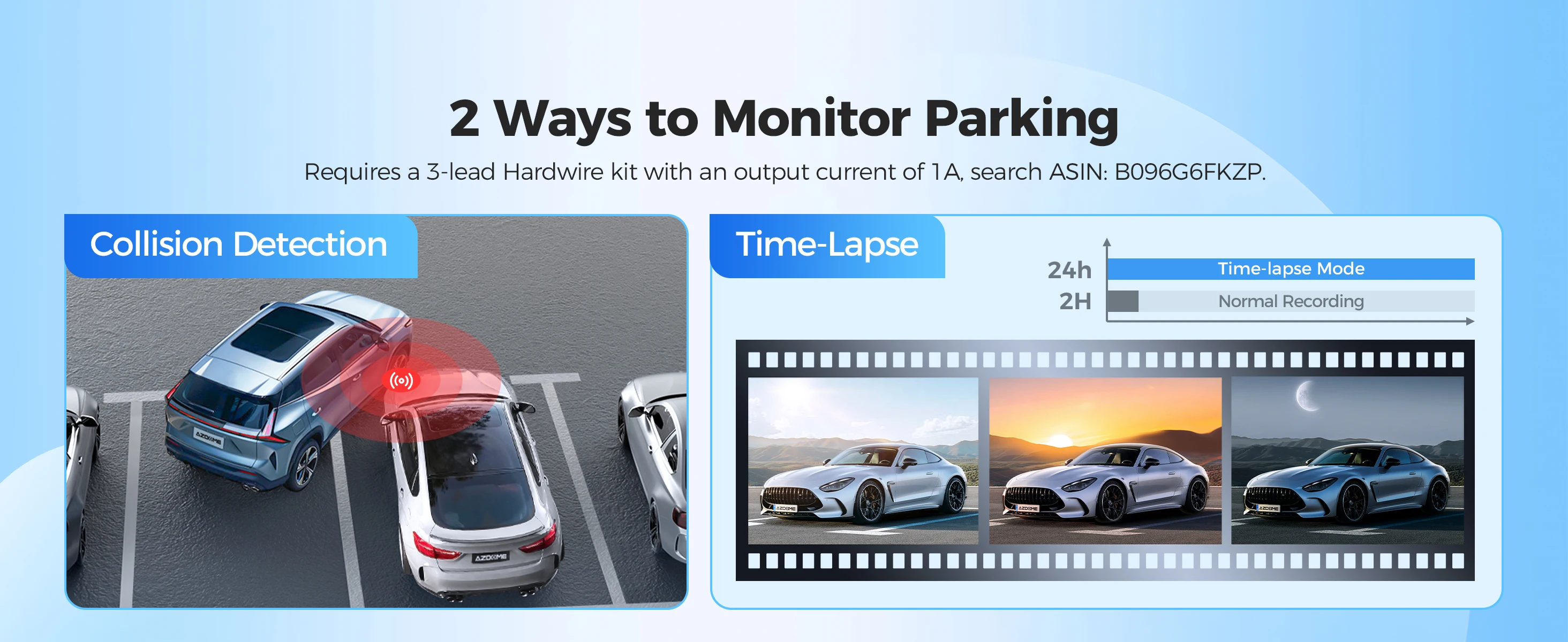 AZDOME Dash Cam M200 1080P FHD Wifi Car Camera English Voice Control Car DVR Night Vision G-Sensor 24H Parking Monitor