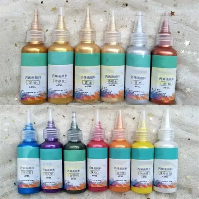 Vernice acrilica metallizzata da 60 ml, impermeabile non sbiadita per colorare statuari, vestiti a mano fai da te, pigmenti di graffiti dipinti 1