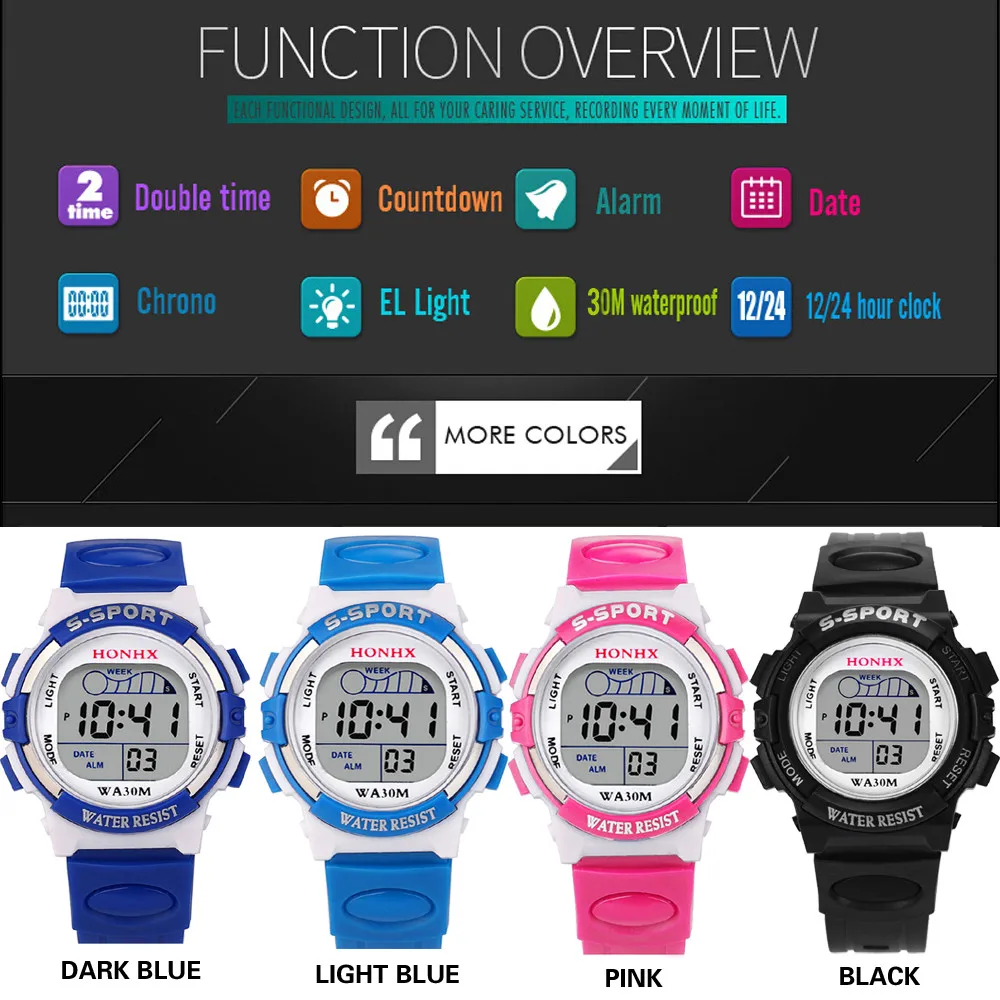 

Waterproof Children Boys Digital Led Sports Watch Kids Alarm Date Watches Gift Hight Quality Fashion Clock часы женские наручные