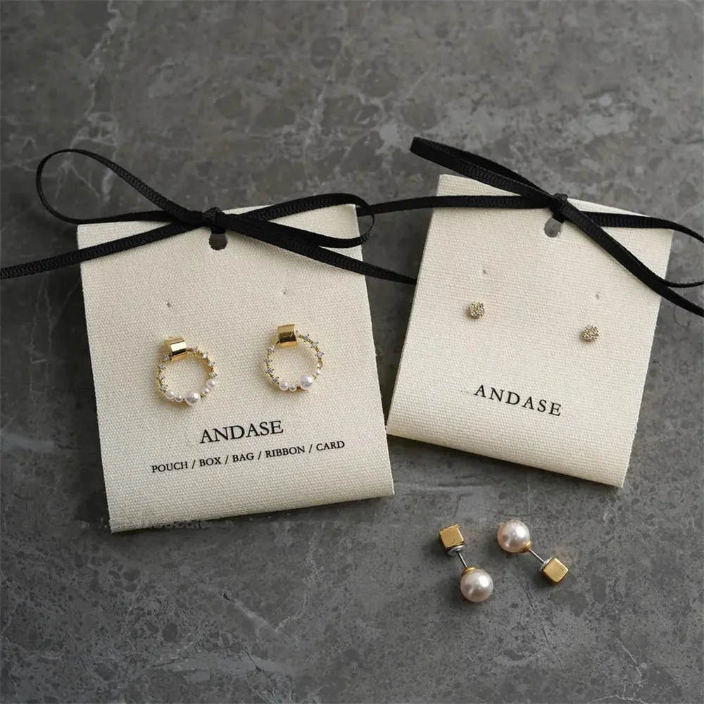 100pcs Custom Logo Cotton Jewelry Package Earring Holder fabric