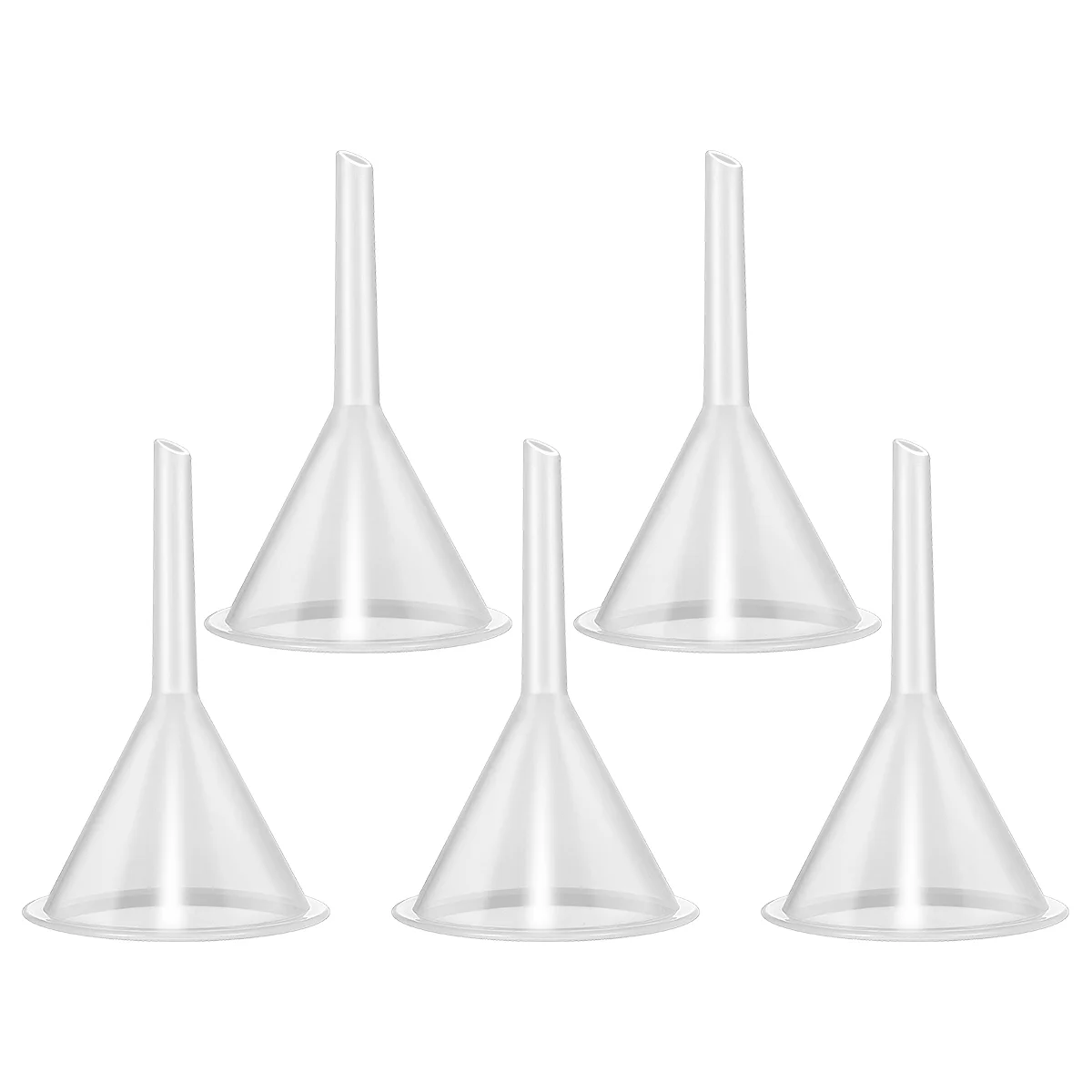 

Plastic Funnel Set 5-Pieces Clear Plastic Mini Funnels Lab Bottles Sand Art Perfumes Spices Powder Funnel Essential Oils