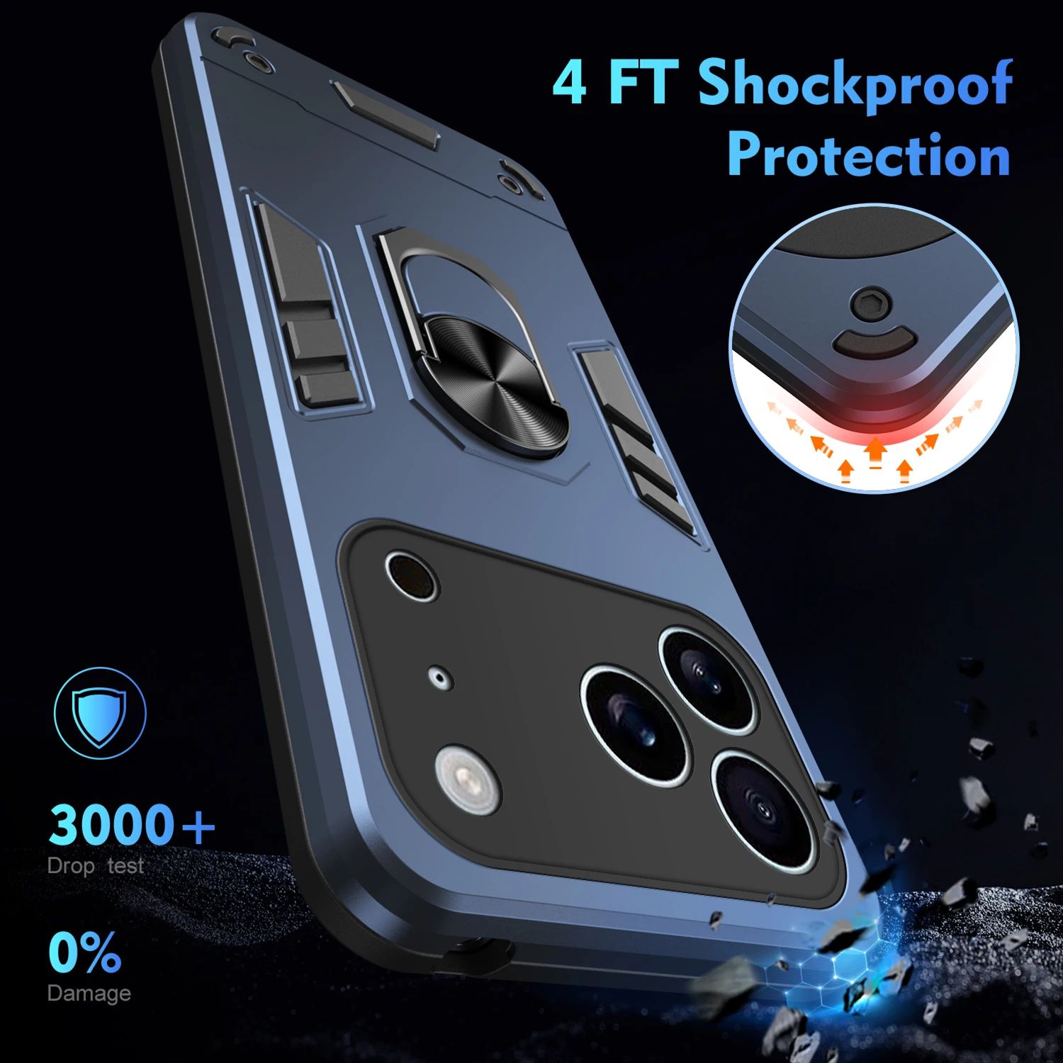 Ultimate Shockproof Protective Phone Case with Ring Stand Holder