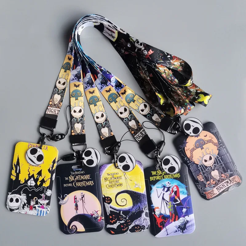 Cool Halloween Skeleton Anime Cartoon Student Access Pass Entrance IC Card Holders Cute Bus Pass ID Card Case for Staff Badge
