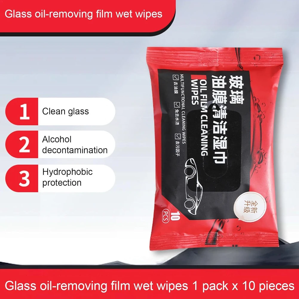 Car Glass Oil Film Removal Wipes Car Window Glass Oil Film Remover Stain Cleaner Remover Wet Wipes 1/5Pack