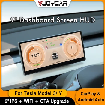 Vjoycar Smart Display per Tesla Model 3 Y Digital HUD Cruscotto Head Up Display CarPlay Android Auto Misuratore di strumenti da 9 pollici