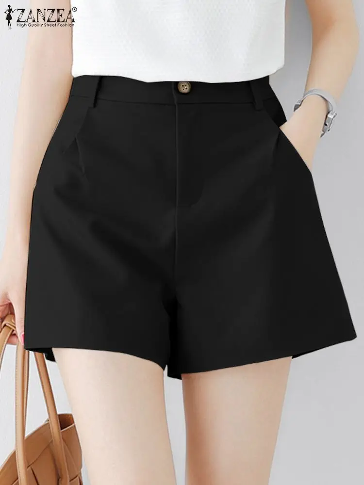 

ZANZEA Women Fashion Officewear Pants High Waist Solid Color Pantalon 2024 Casual Palazzo Oversize Elegant Summer OL Work Shorts