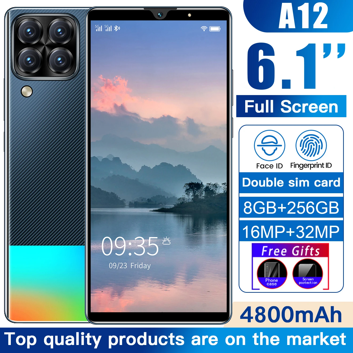 2022 Global Version A12 Smartphone 8Gb 256Gb Unlocked Sim Mobilephone 6.1 Inch Full Screen 4G 5G Celulares Android  Cell Phones ram computer