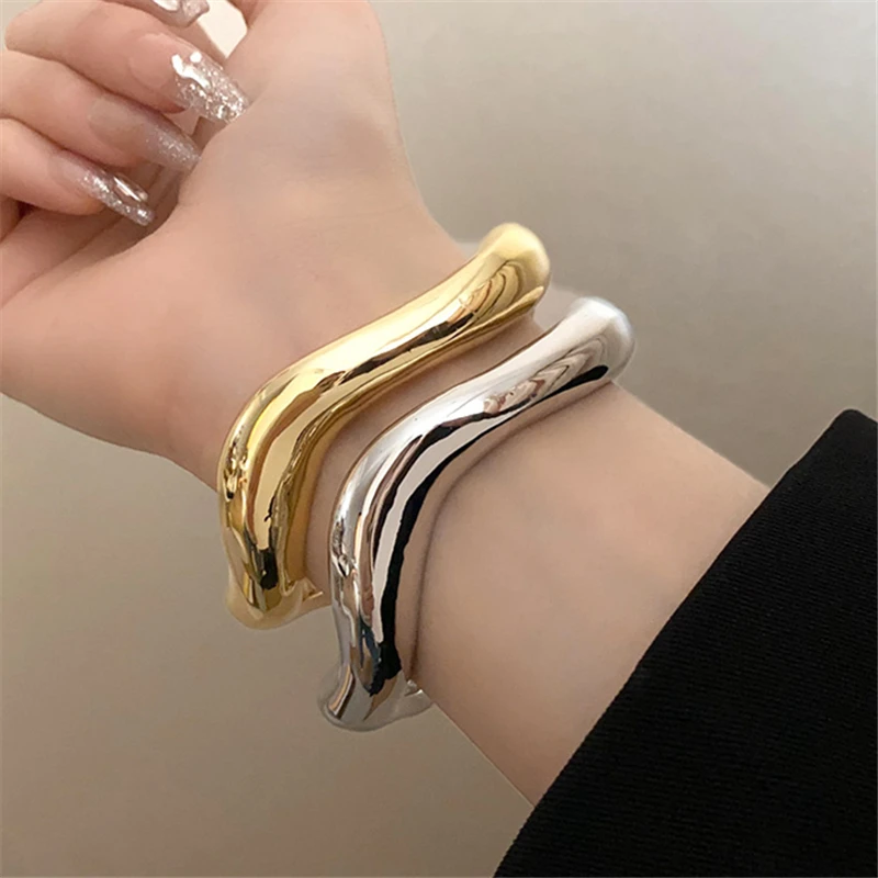 SHANGZHIHUA Irregular Metal Design Personality Exaggerated Bracelet for Women European and American Fashion High Jewelry Gift 2