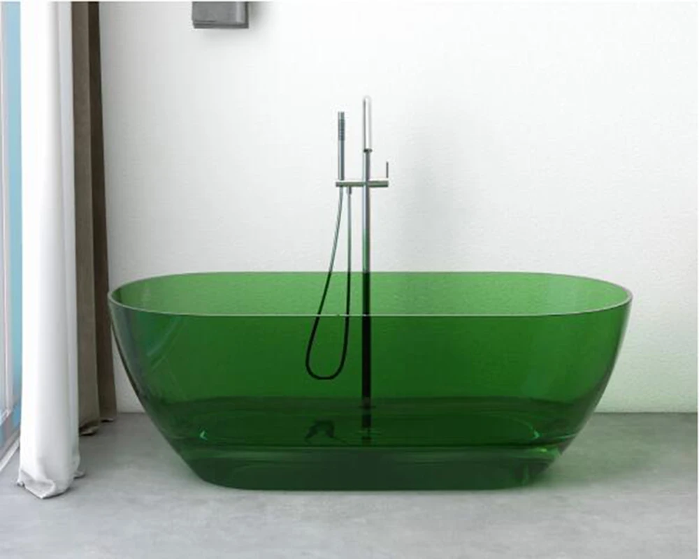 Resin Freestanding Bathtub New Design 1750x750x550mm Online Celebrity Colored Transparent Muti-Sized Tub RS1038
