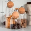 Cork Stopper Transparent Glass Sealed jar High Borosilicate Glass can Kitchen Food Tea Candy Coffee Beans spices Storage Tank 6
