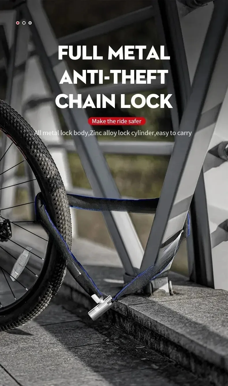 Bicycle Chain Lock Bike Chain Lock Lighter Weight Stronger Security Anti-Theft Road Mountain Bikes