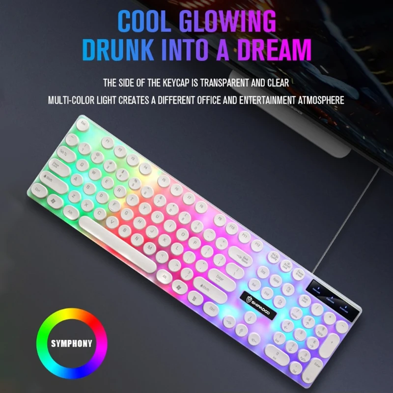 ouvido teclado almofada do mouse multimídia arco-íris retroiluminado