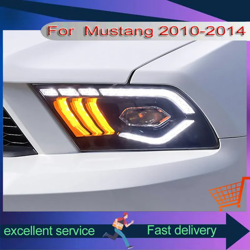 

Front Lamps For 2010-2014 Ford Mustang Headlights Assembly Refit LED Lens DRL Dynamic Turn Signal Lights Automobile Accessories