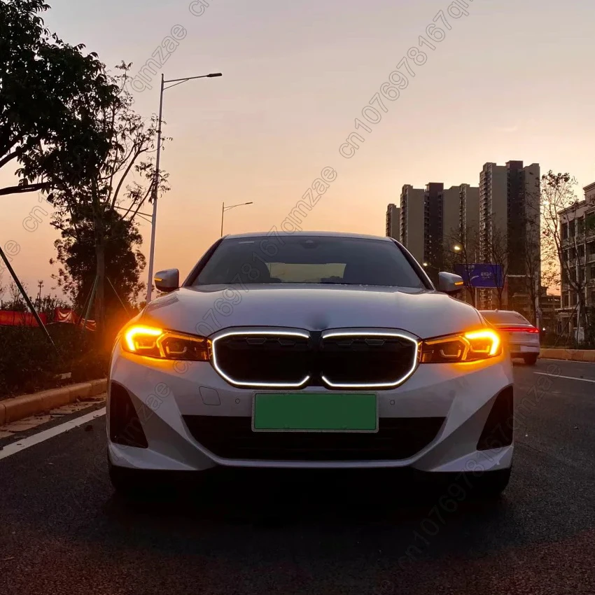BMW i3 eDrive 30 35 40 LCI 2022-2024용 신형 LED 전면 발광 그릴, 다이아몬드 블랙/실버/더블 라인 스타일 레이싱 그릴