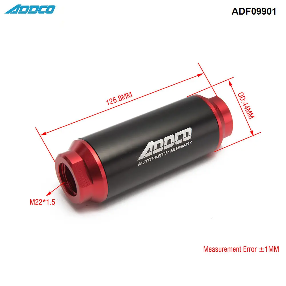 40 Micron BLACK FUEL FILTER INLINE -6AN -8AN -10 AN UNIVERSAL HIGH FLOW TURBO ADF09901