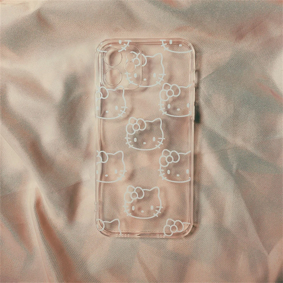 thumbnail image 1 of Sanrio-funda de Hello Kitty con soporte 3D para iPhone, 15, 14, 13, 11, 12 Pro Max, Mini, XS, XR, 7, 8 Plus, SE2, cubierta transparente a prueba de golpes, Y2K, 1 of 5