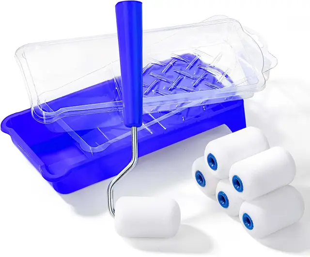 2 Inch Foam Paint Roller Kit 10 pcs with Tray and Liners for Small Projects Touch Ups