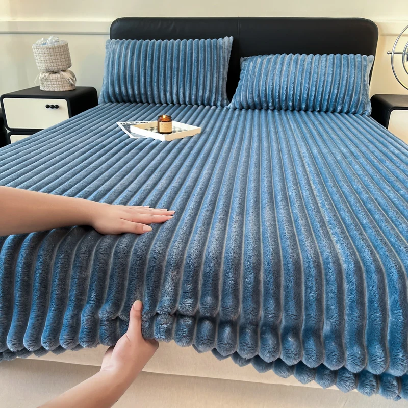 2024 new class A 310g rabbit hair drawn bed hat thickened warm autumn and winter velvet mattress protective cover 6
