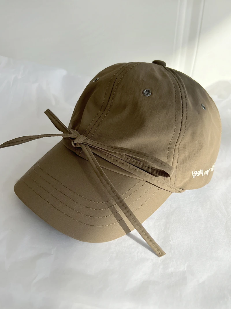 Luna&Dolphin Women Spring Summer Quick-drying Caps Bow Baseball Cap Pink White Students Sunscreen Hats UV Cut Casual Hats