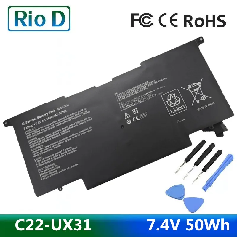 New C22-UX31  7.4V 50Wh 6840mAh Laptop Battery for ASUS Zenbook UX31E UX31A DH72 Uitrabook UX31AR4004H BX31E BX31A