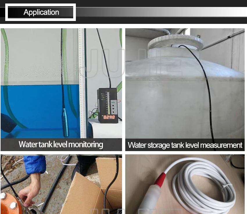 Submersible Level Gauge with Display Sensor Water Level Gauge SS Probe Water Tan