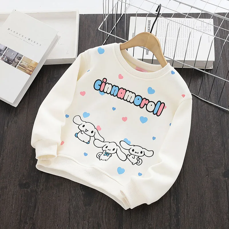

Kawaii Sanrio Children Sweatshirt Cinnamoroll Accessories Cute Anime Winter Clothing Padded Thickened Casual Toys for Girls Gift