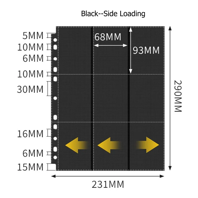 50 개/갑 11 홀 트레이딩 카드 슬리브 바인더 TCG CCG 카드 보관 용 양면 9 포켓 야구 카드 바인더 슬리브