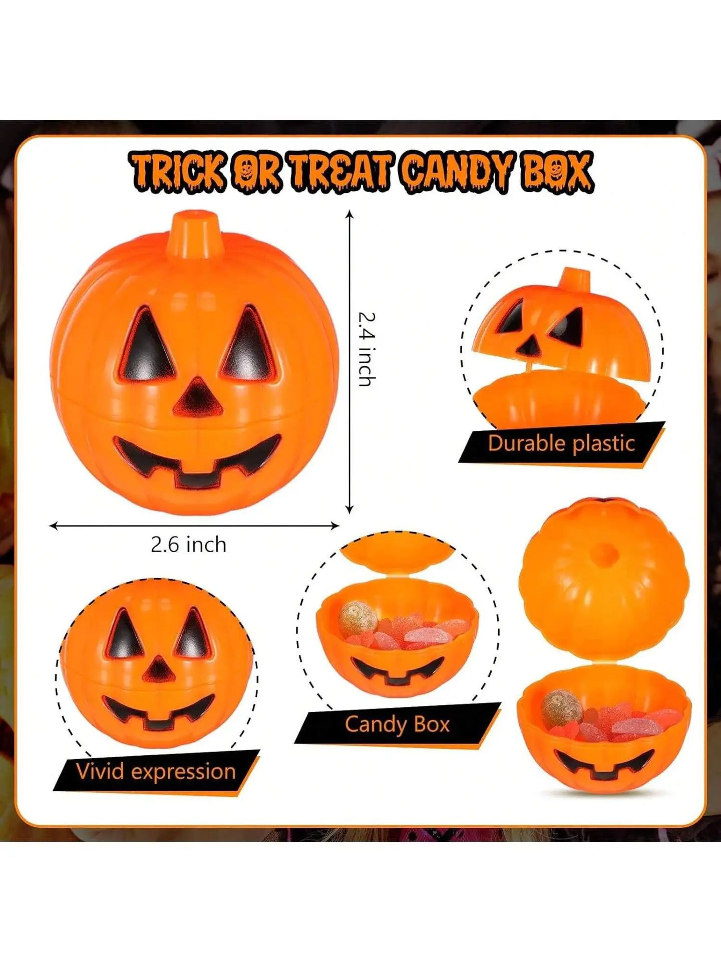 20/10Pcs Halloween Pumpkin Plastic Candy Boxes Gift Snack Storage Boxes for Halloween P... - SKU DTC01056 - UGI Packaging