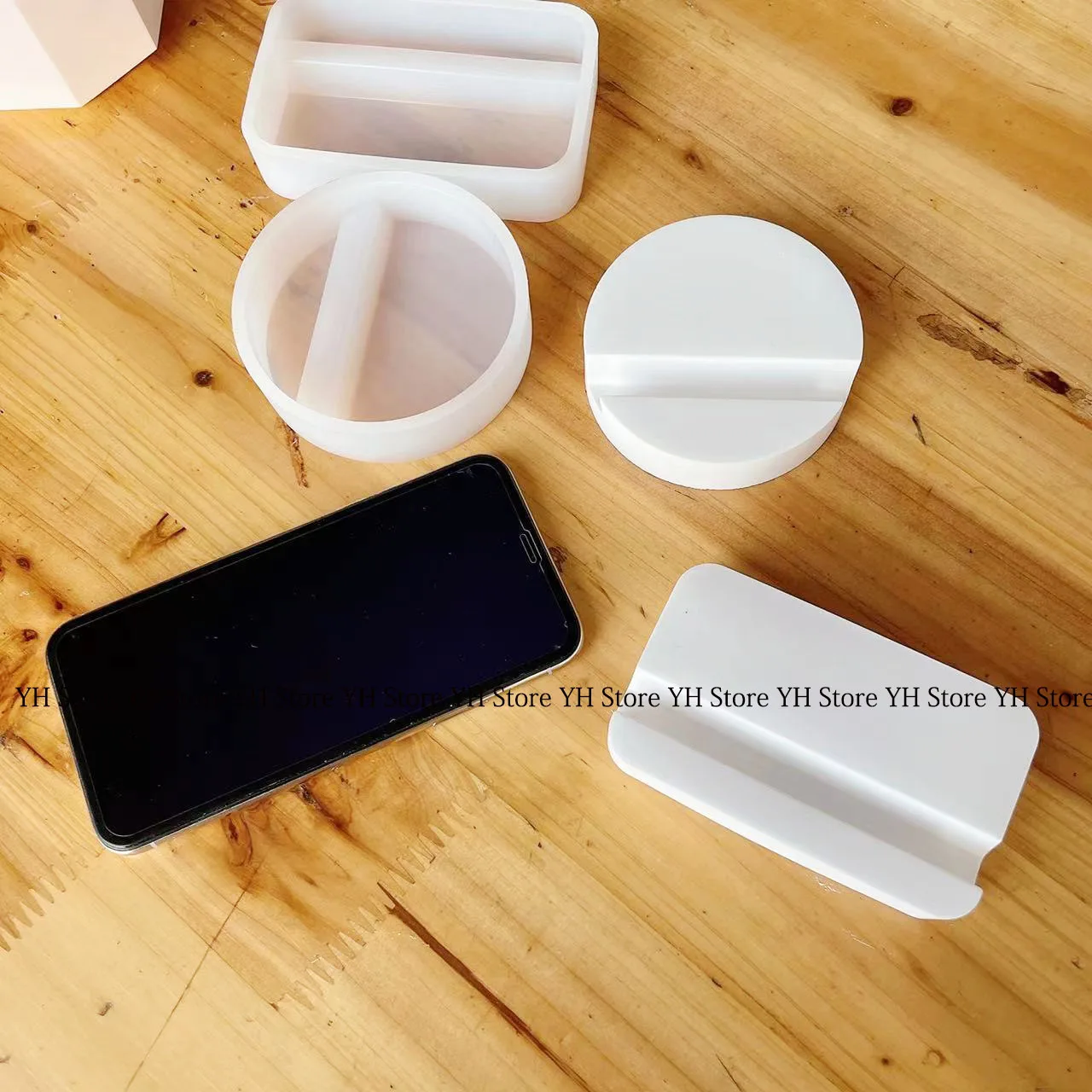 Resin Cellphone Holder Casting Silicone Mould Plaster Crafts Making Tools Concrete Cement Gypsum iPhone Stands Tray Molds silicone mold