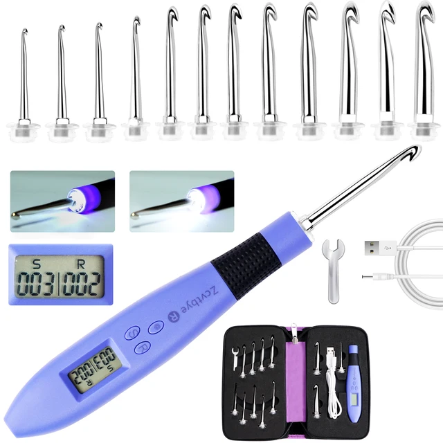 12pcs Lighted Crochet Hook Set with Counter 1