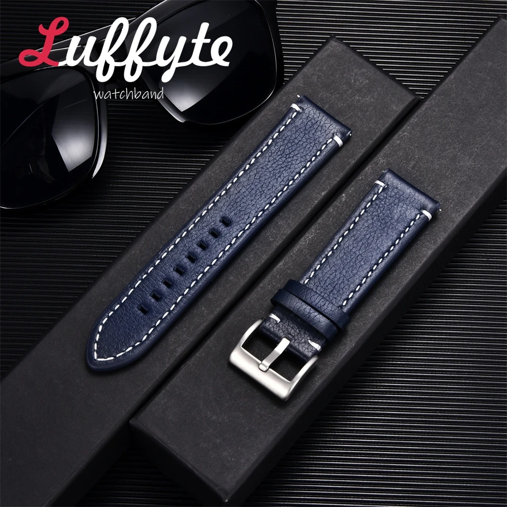 Lichee Pattern Genuine Leather Watch Strap with Pin Buckle - Elegant Casual Wristband Replacement